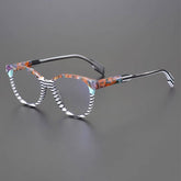 Geoff Unisex Retro Cat Eye Acetate Patterns Glasses Frame Cat Eye Frames Southood Stripe